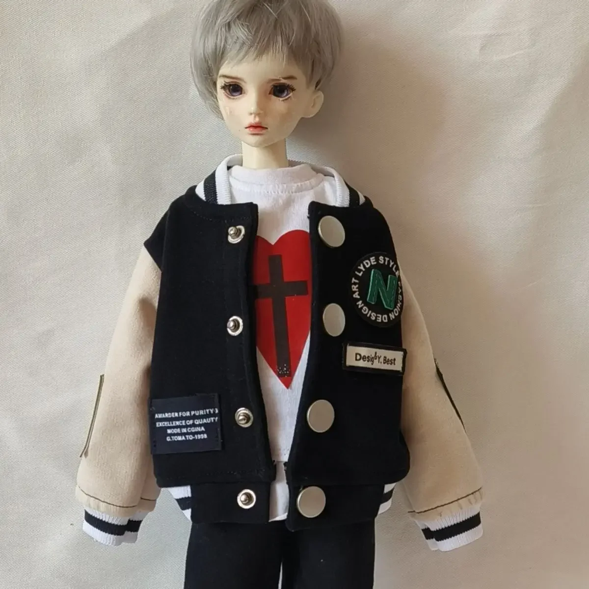 1/4 Doll's Clothes for 45cm Bjd Doll Baseball Jacket Versatile Coat Toys Dress Up Play House Fashion Doll Accessories, No Doll