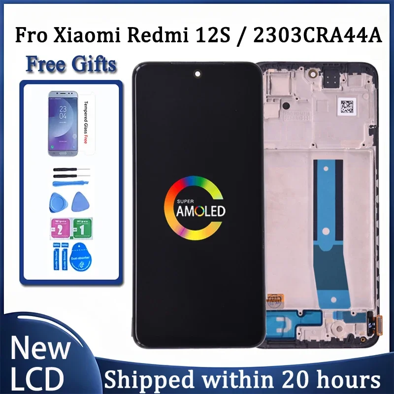 6.43''Super AMOLED For Xiaomi Redmi Note 12S LCD 2303CRA44A Display Touch Screen Digitizer For Redmi Note 12S Screen With Frame