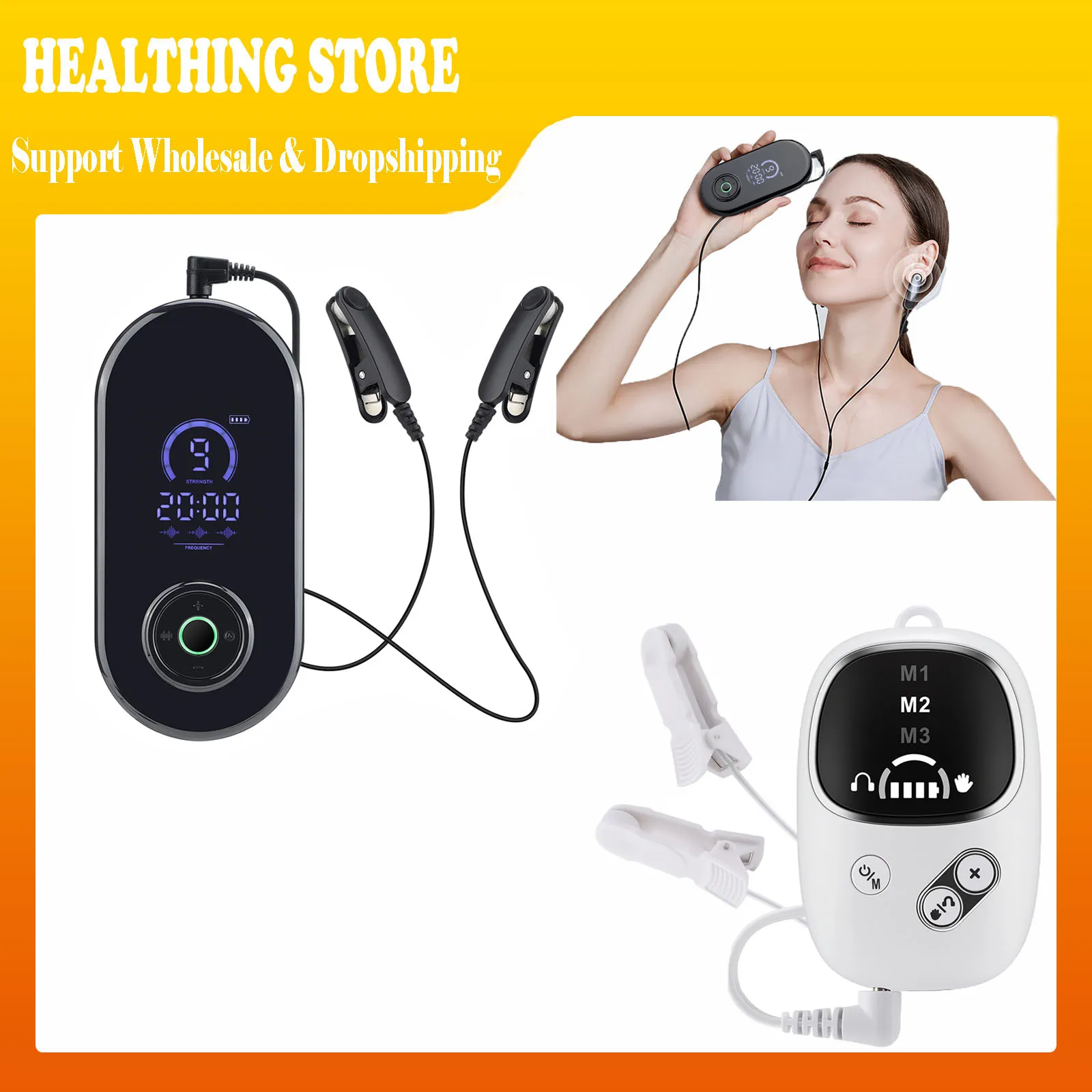 

Handheld Smart CES Sleep Aid Instrument with Wired Ear Clips for Insomnia Anxiety Migraine Relief And Sleep Promotion Relax