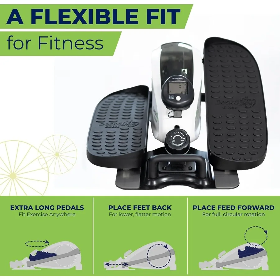Compact Under Desk Exercise Equipment for Office Use: Under Desk Elliptical Machine and Foot Pedal Exerciser Designed for Conti