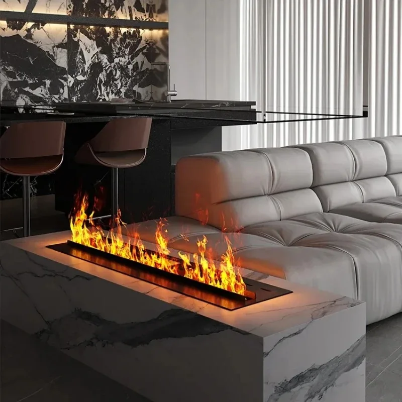 مدفأة كهربائية متعددة الوظائف تعمل بالواي فاي وجهاز تحكم عن بعد بدون دخان/بدون دخان لهب ثلاثي الأبعاد مع تحكم في التطبيق - علاج عطري مرطب
