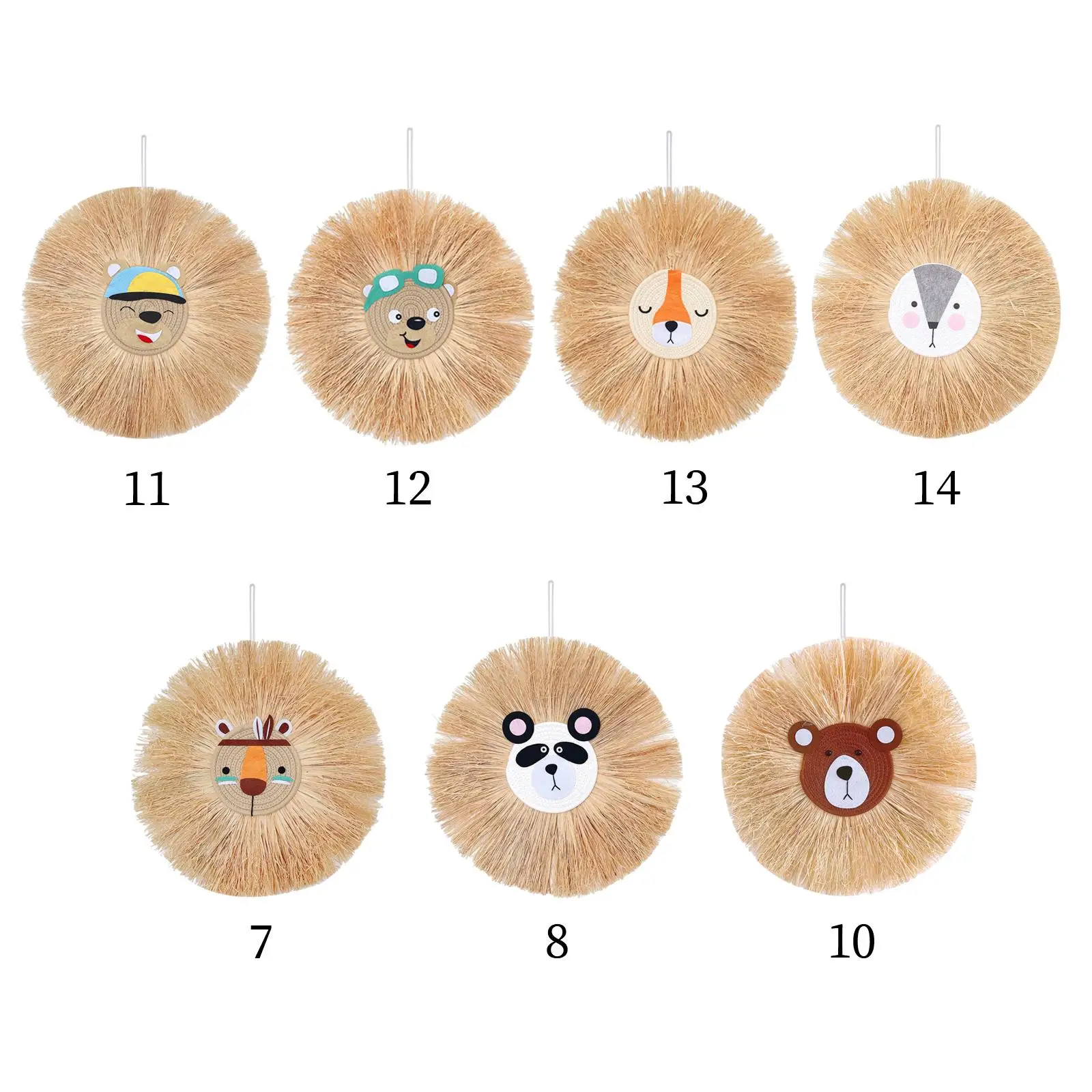 50cm Raffia Wall Hanging Decor Animal Tapestry Hand-Woven Cartoon Hand-Made Pendant for Living Room Home Indoor Outdoor Gift