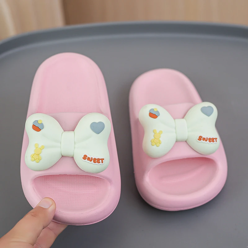 

2026 Popular Children Cartoon Bow Slippers Versatile Eva Slippers Girls Fashionable Soft-Soled Non-Slip Sandals Bathroom Shower