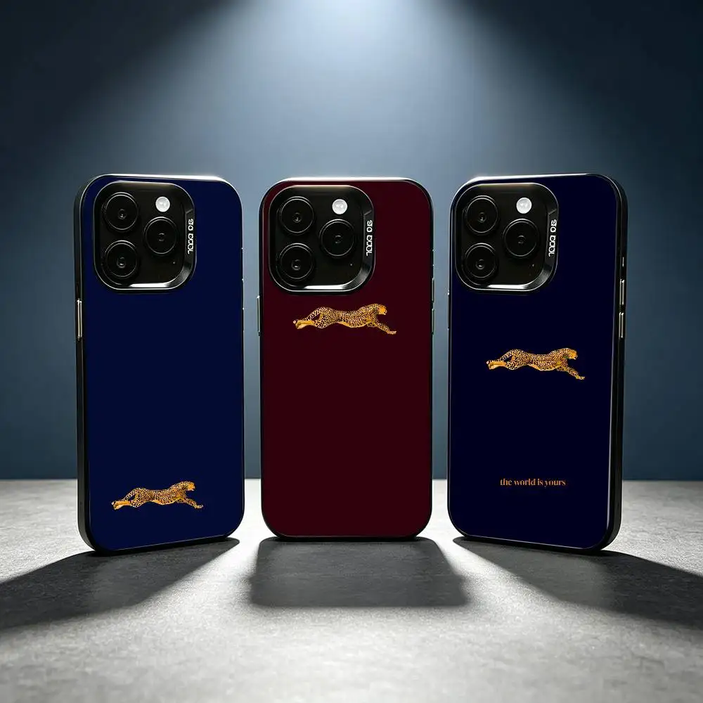Running Leopard Silver Gray Soft Protective Back Shell Fits iPhone 11,12,13,14,15,16,17 Pro Max Plus Air Mini