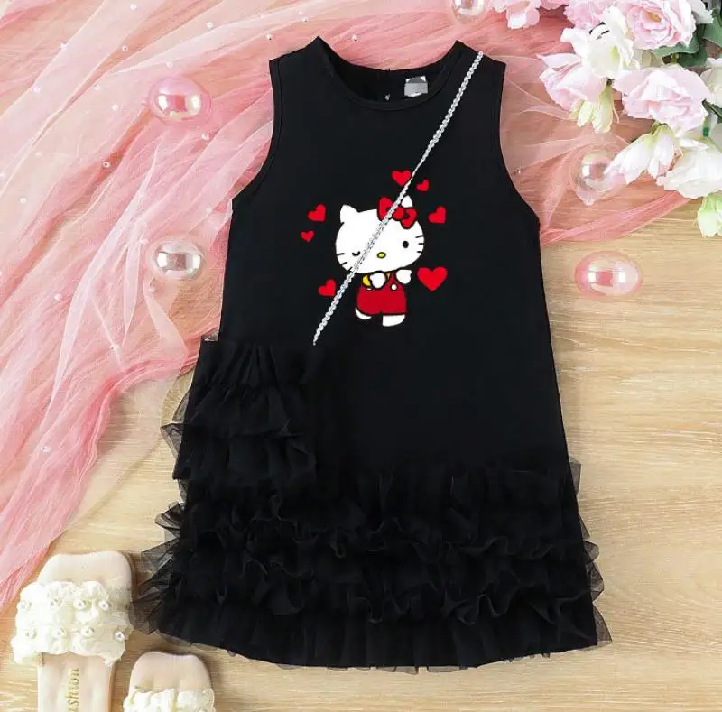 Kawaii Hello Kittys Kids Dress Anime Kuromi Cinnamoroll Girls Cute Lace Lace Princess Skirt Sweet Fashion Party Skirt Girl Gift