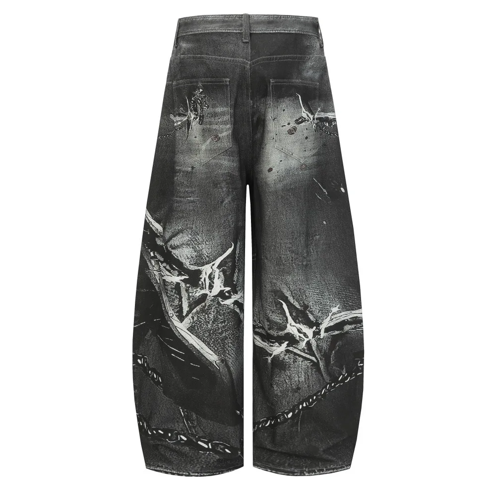 Spring Autumn Men's New Fashion Printed Street Style Trendy Loose Casual Fashion Soft Breathable All Match Daily Wear Long Pants