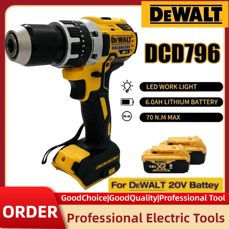 

Dewalt DCD796 All Purpose Portable Brushless Cordless Impact Drill Rechargeable Electric Power Tools For 20V Battery