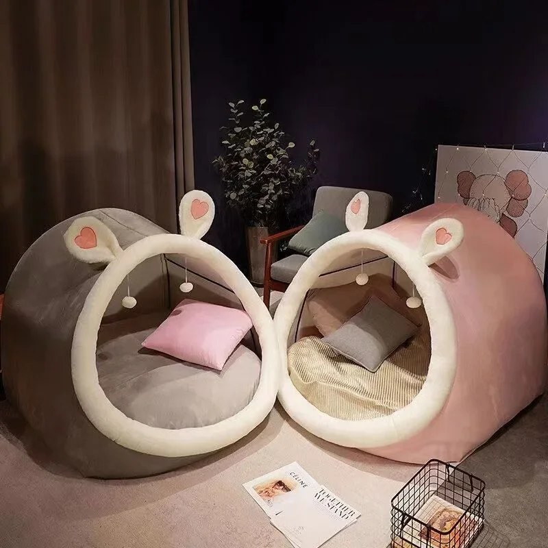 Cartoon plush tent nest can be disassembled and washed dog nest cat nest thick lazy sofa