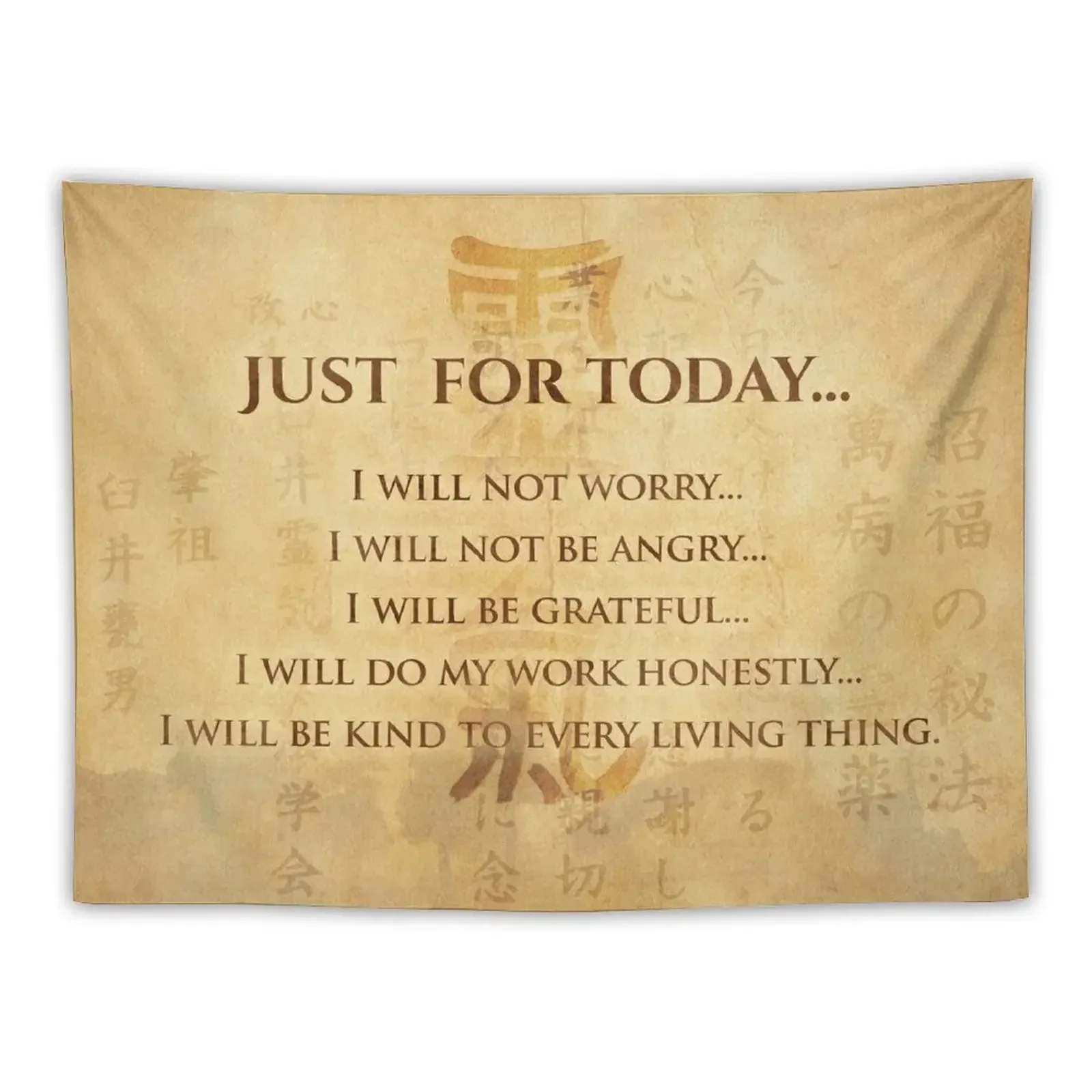 Reiki Principles - Reiki Precepts Tapestry Wall Hanging Decor Room Decor Cute Bathroom Decor Tapestry