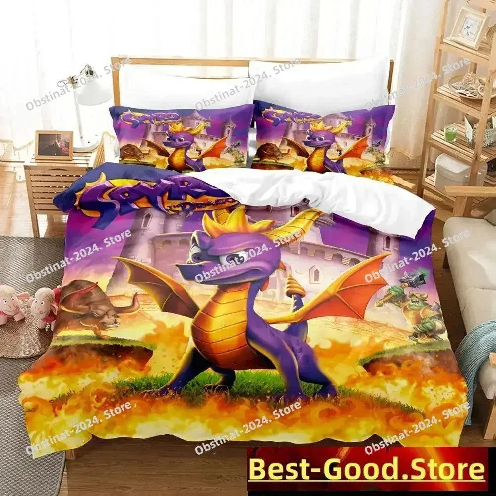 Game Spyro Dragon Reignited Trilogy Bedding Set Printed single Comforter Quilt Duvet Cover Pillow Case 3 Pieces Kids Adult Size