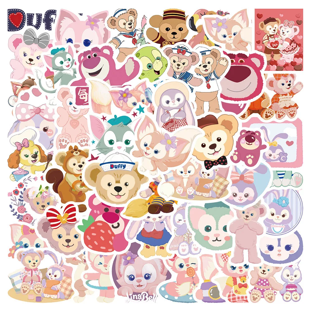 10/30/50pcs Cute LinaBell Duffy Bear Stickers Disney Series Cartoon Decals for Kids Toy Phone Suitcase Guitar Graffiti Sticker