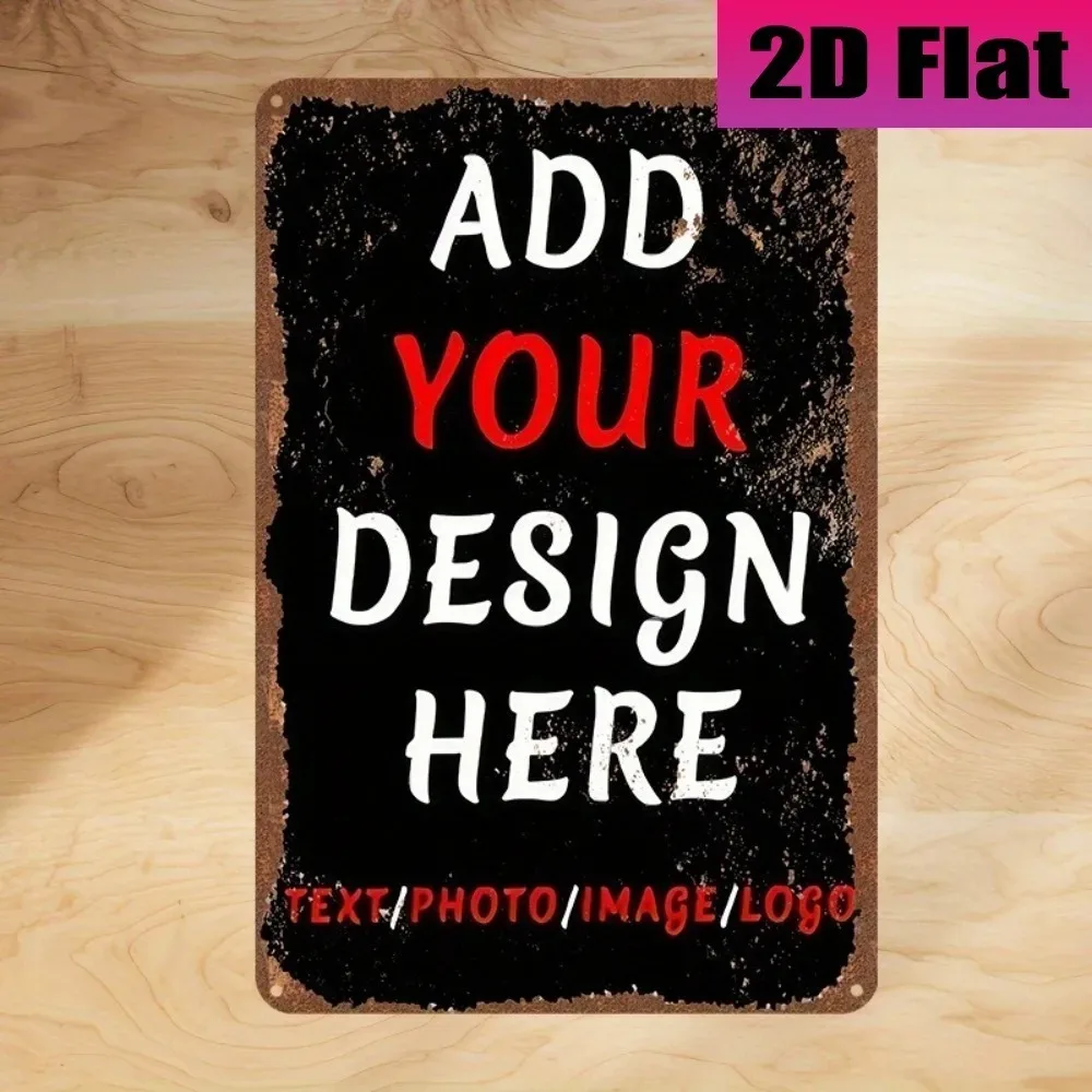 8×12Inch Customizable Vintage Thick Tin Plaque Personalized Custom Photo Logo Texture Waterproof Home Office Wedding Wall Decor