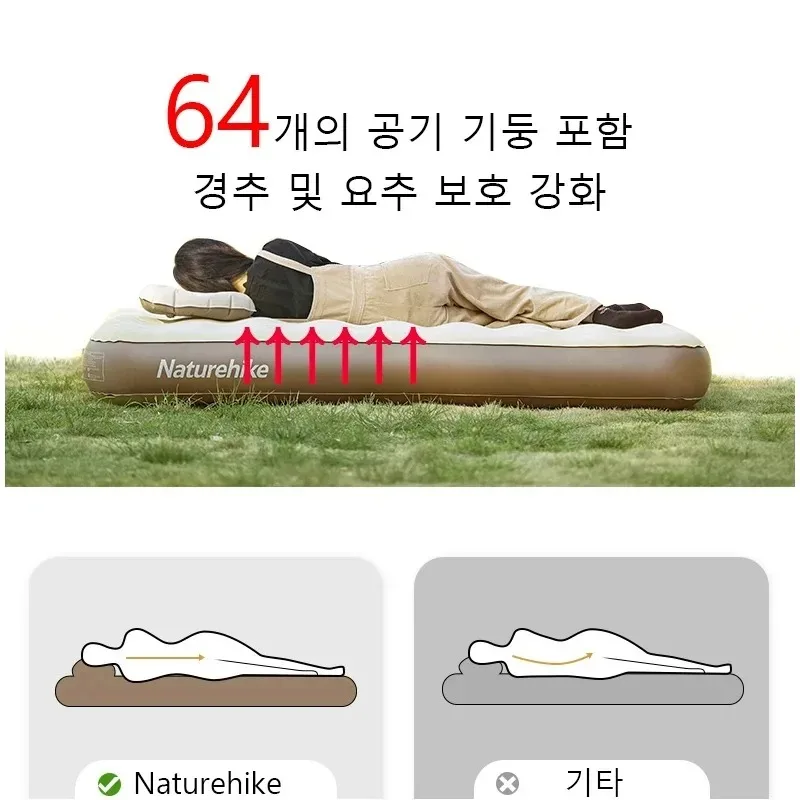 Imagem -04 - Naturehike-portable Camping Air Colchão Inflável Cama com Bomba Esteiras para Dormir ao ar Livre Espessado 450kg de Carga Alta