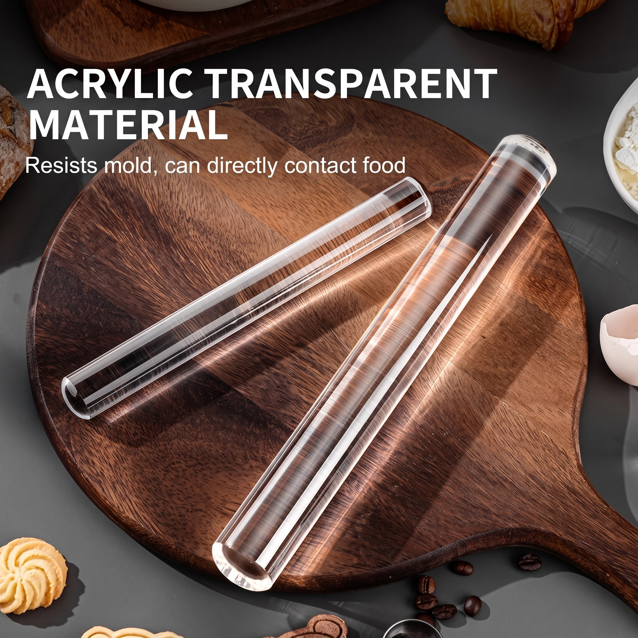 Acrylic Transparent Rolling Pin Rolling Stick Household Food Grade Noodle Stick baking Fondant Crystal Rod Plastic Rush