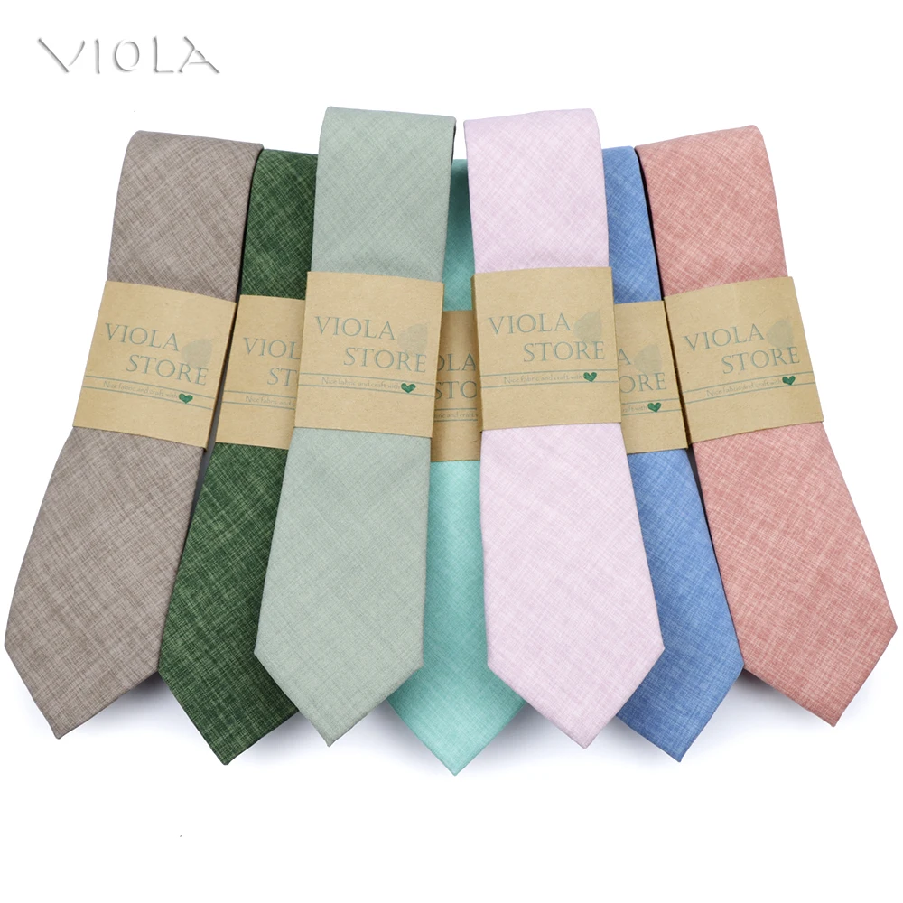 Hot New Solid 27 Color Quality Necktie 6.5cm Cotton Sage Pink Blue Orange Khaki Men Wedding Party Suit Tie Gift Cravat Accessory