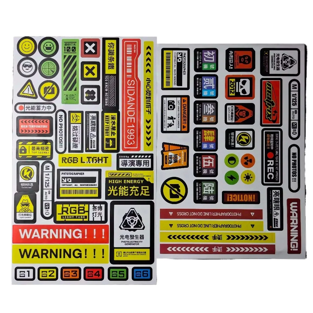 

Photography Diy Cyberpunk Mechanical Moto Sticker Chinese English Label Decal Off Road Car Decoration Luggage Box Helmet Sticker