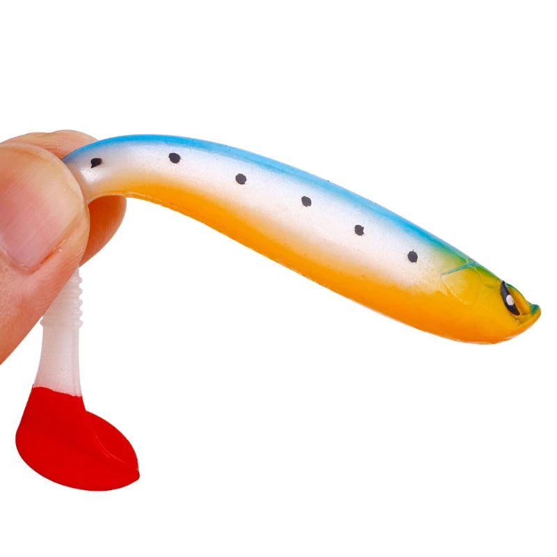 6pcs New Mixed Fishing Soft Fishing Lures Kit Silicone Lure Set Artificial Bait Worm with Crank Jig Head Hook for Bass Pike