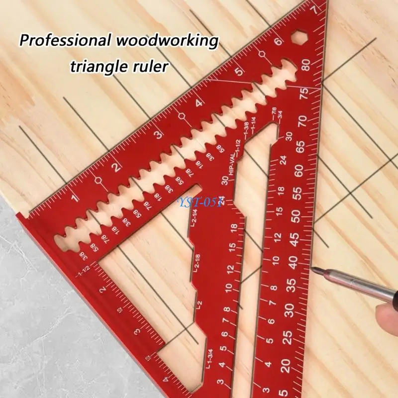 E15A 7inch Aluminum Alloy Precise Triangle Ruler For Woodworking Measuring With Multiple Angled Adjustment And Step Grooving