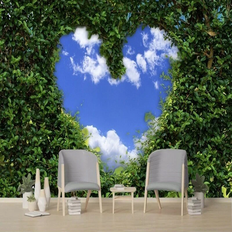 Modern and simple heart-shaped leaf custom TV luxury home decoration background wall