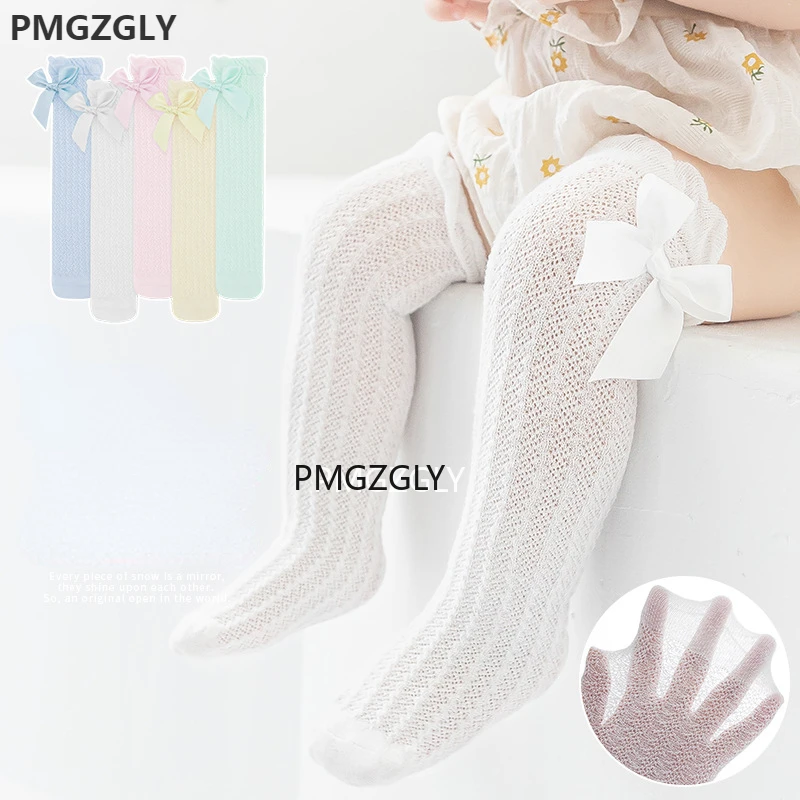 Newborn Knee High Socks Girl,Baby Knee Cotton Bow Ruffle Socks,Baby High Hose for Girls Boys Infant Toddler