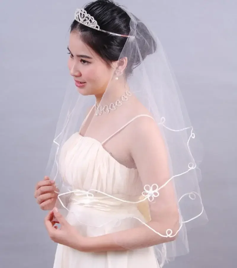 One-Layer Pencil Edge Ivory Cheap In Stock New Fashion Tulle Wedding Veil