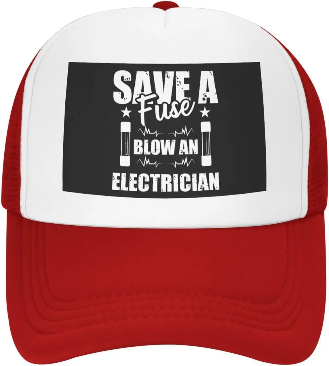 Save-A-Fuse-Blow-An-Electrician-Trucker-Hat-Breathable-Mesh-Baseball-Cap-Unisex-Casual-Sun-Protection
