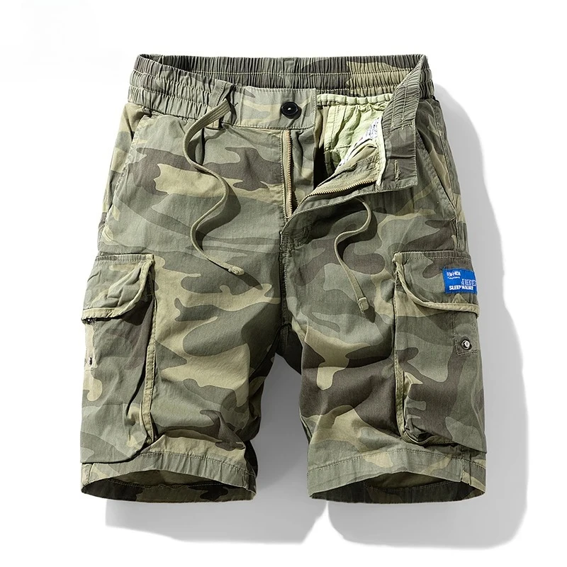 

NEW Men Summer Outdoor Leisure Camouflage Comfortable Shorts Men Elastic Waist Loose Straight High Quality Design Shorts Men