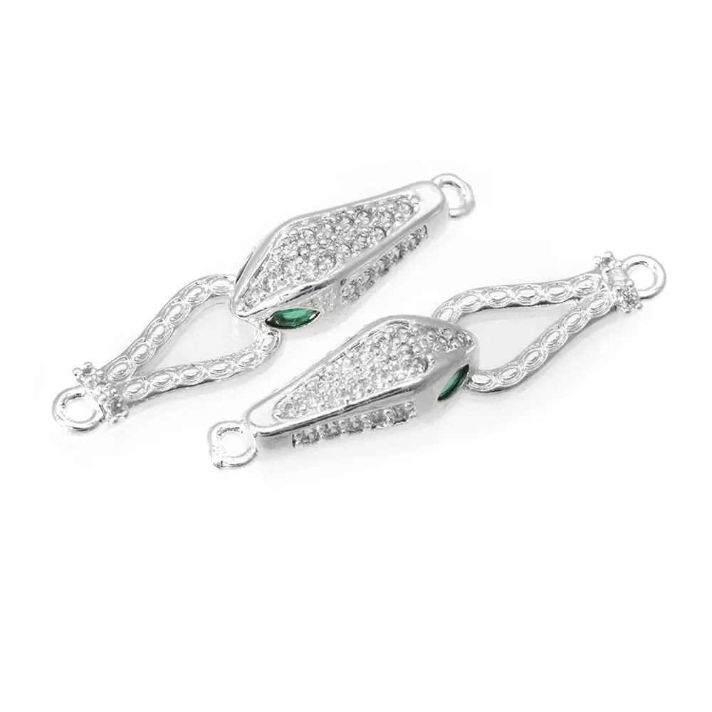 6PCS 18K Gold Farbe Messing und Zirkon 2 Löcher Schlange Verbinden Charms Anhänger Hohe Qualität Diy Halskette ohrringe Machen Zubehör