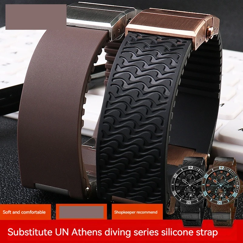 22mm For Ulysse Nardin Silicone Rubber Watch Band 263 DIVER Curved End strap Waterproof Men Watch accessories With metal