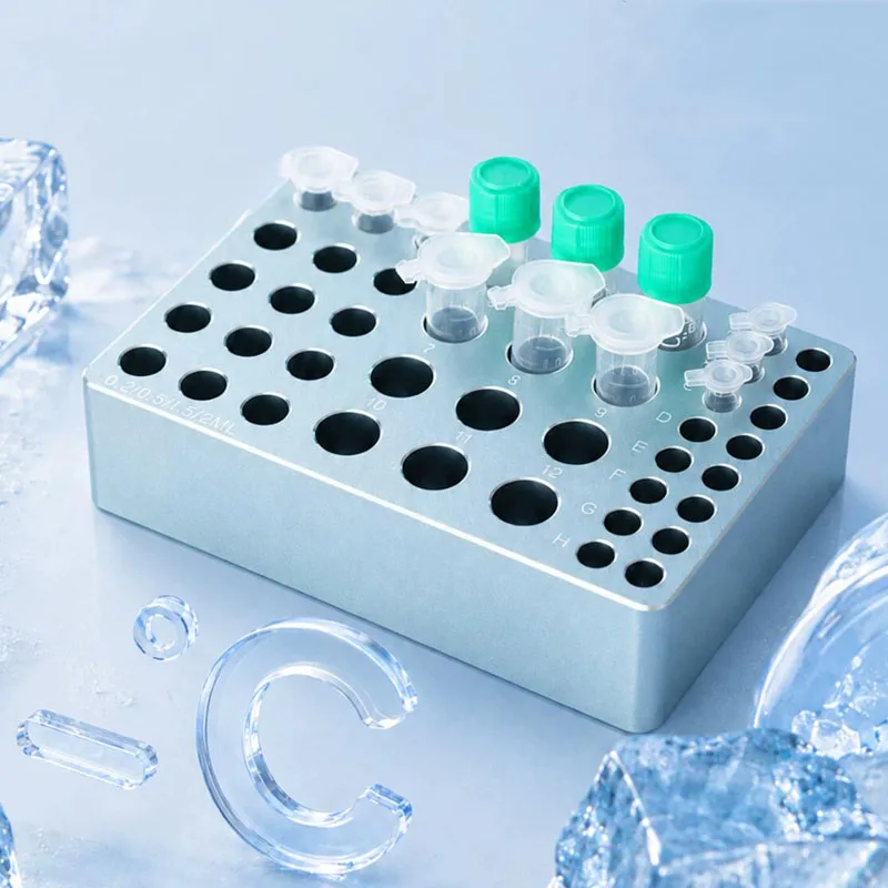 43-Well Aluminum Lab Cooling Block for 0.2/0.5/1.5/2.0mL Centrifuge Tubes PCR Tube Holder Reagent Pre-Cooling Rack