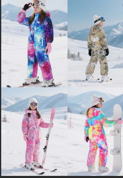 New winter children's clothing for children aged 3-11, fashionable and warm mountaineering jumpsuit for both boys and girls