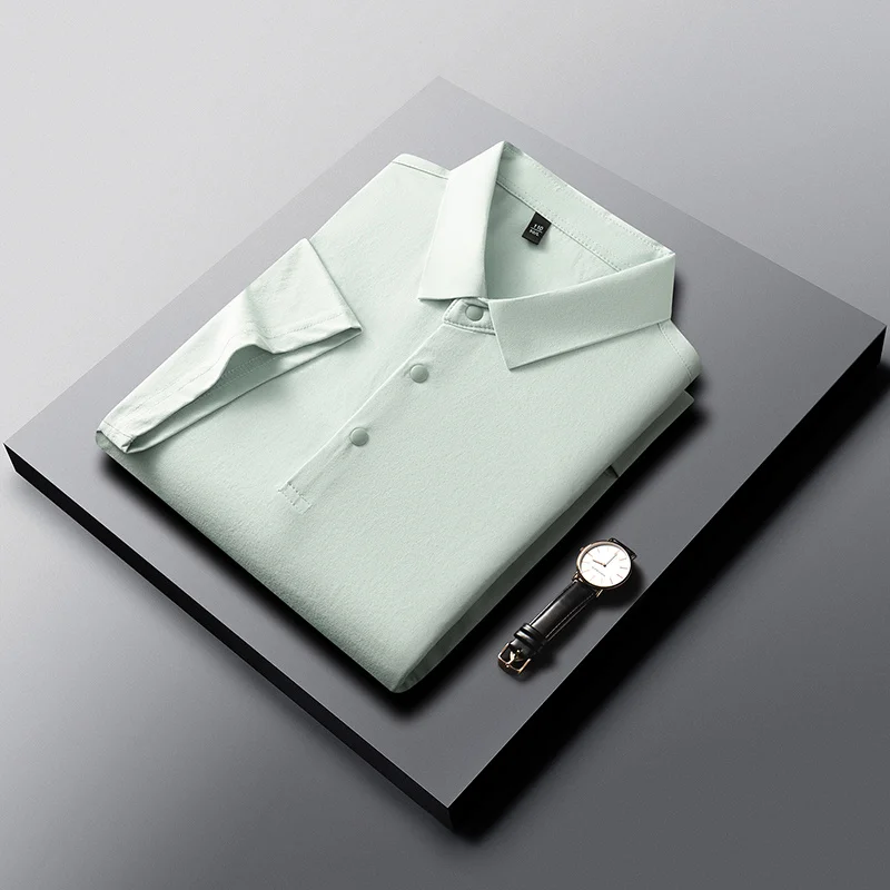 Slim-Fit-Poloshirt mit halber Knopfleiste für Herren, belüftete Seitenpaneele, Business-Meeting, Kurzstreckenreise, Kleidungsstück – Detail 6
