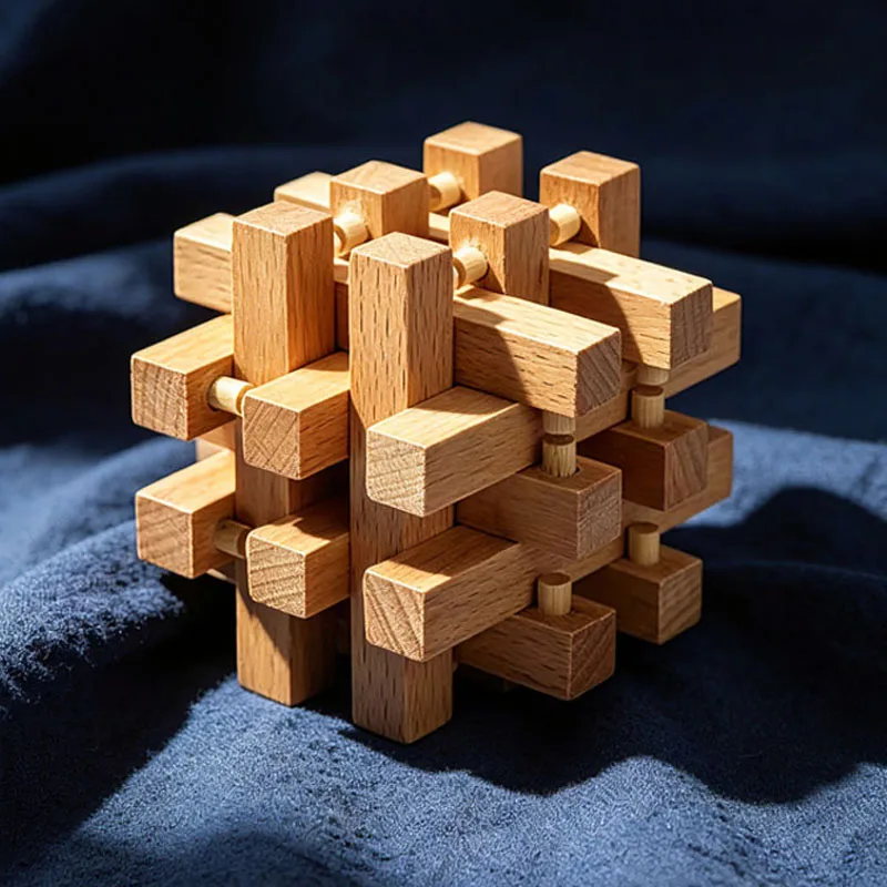 Luban Lock Eighteen LuoHan Wooden IQ Puzzle Brain Fitness Games Teaser Puzzles for Adults Kids Mind Challenge Educational Toys
