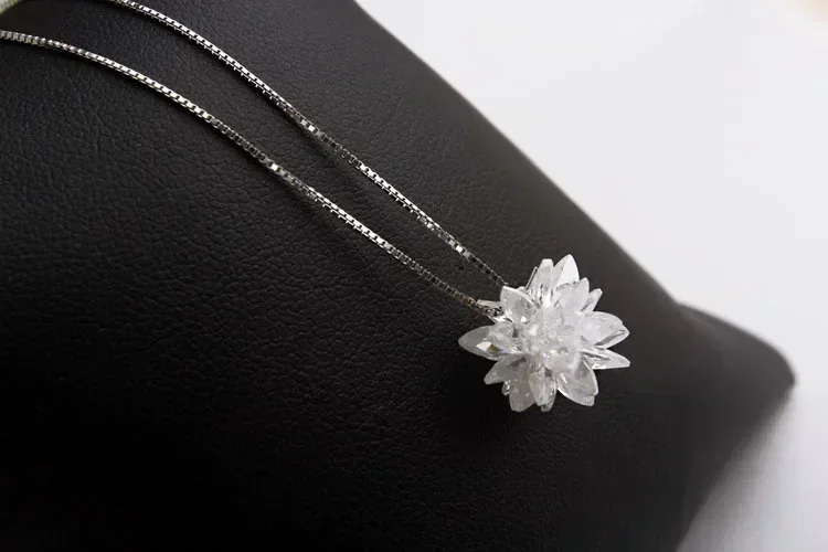 

Стерео снежинки, белое ледяное ожерелье с кристаллами, стерлинговое серебро 925 пробы, цепочка на закате с папалой и австрийскими замками, модный подарок на день Святого Валентина