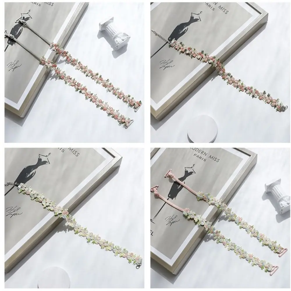 1 pair Anti-slip Floral Bra Straps Adjustable Elastic Shoulder Straps Flower Polyester Lingerie Strap Belt Wedding Party Dress