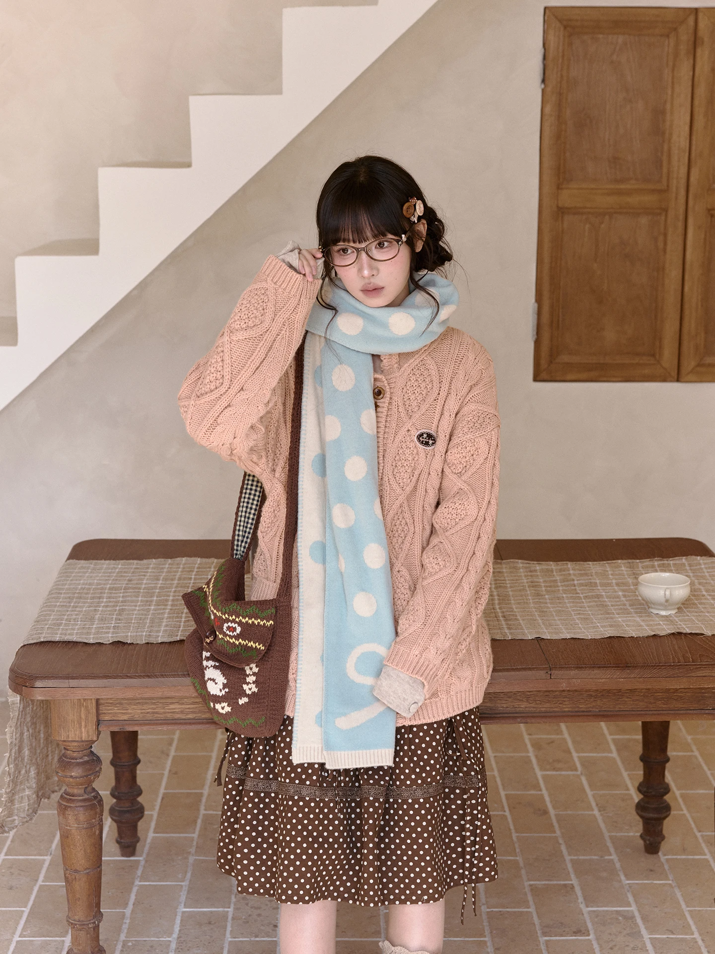 

Loose Knitted round Ne Cardigan Lazy Sle Spiral Design Women's Thiened Winter Outerwear Online Exclusive Kyouko Brand