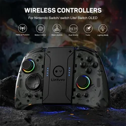 LinYuvo KS33 Wireless Joypad for Nentindo Switch/Lite/Oled Joystick 8 Colors LED Light Programmable Turbo & Macro programming