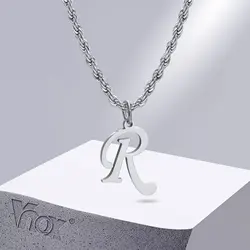 Vnox A-Z 26 Letters Unisex Necklaces, Men Women Initials Pendant, Twisted Stainless Steel Rope Chain Collar, Name Jewelry