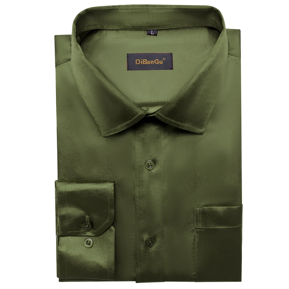 Green Olive Solid Satin Shirts for Men Blue Purple White Long Sleeve Social  Prom Dress Shirt Blouse for Wedding Party Clothing - AliExpress 200000343