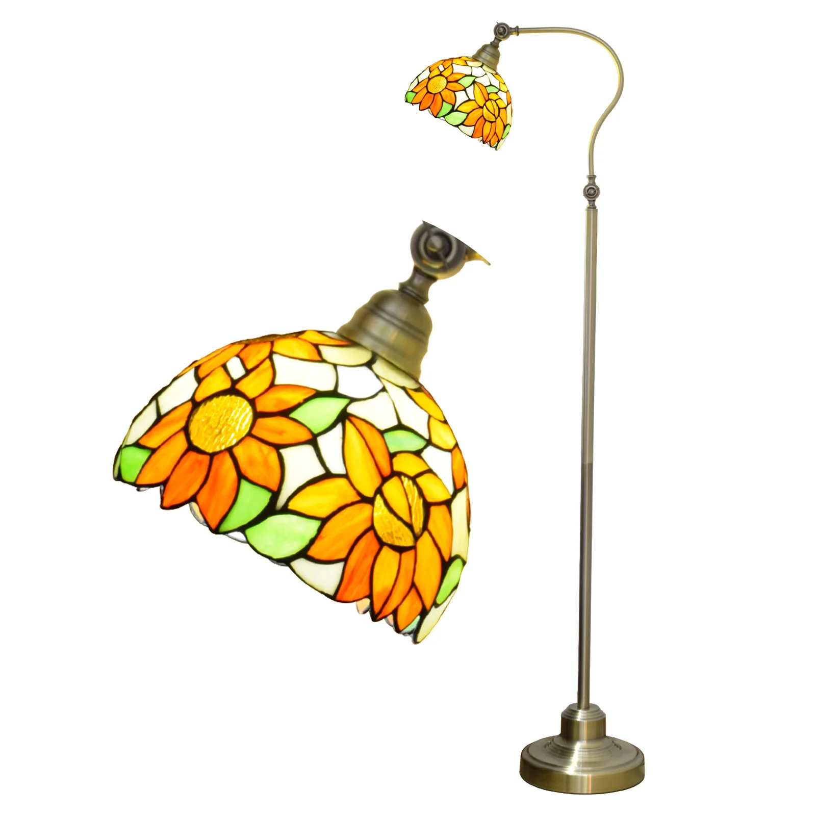 

Tiffany SunFlower Floor Lamp Stained Glass Home Decor Luxury Antique Standing Reading Light Decor Bedroom Livingroom Office