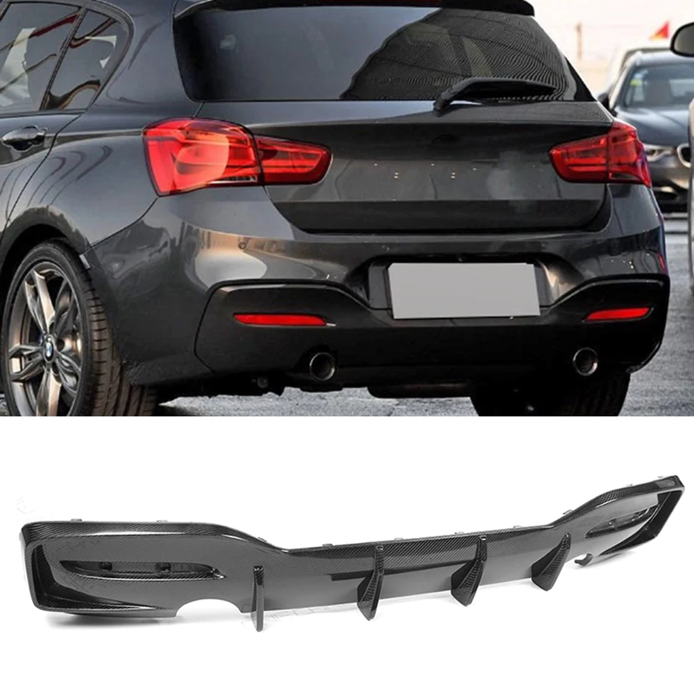 Car Rear Bumper Diffuser Spoiler for BMW 1 Series F20 F21 M Sport M135i M140i Hatchback 2016 - 2018 Carbon Fiber / FRP