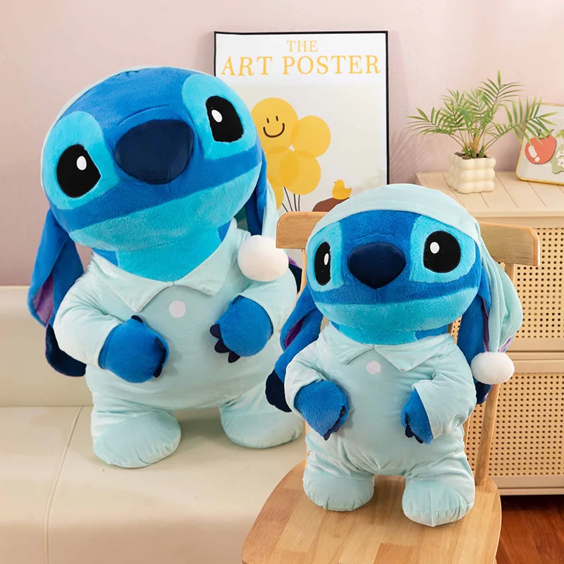 Kawaii Stitch Knuffel Schattige gevulde pop in kleding met cape voor kinderen Verjaardagscadeau Zacht knuffeldier Interstellaire baby