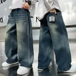 Spring Autumn Kids Casual Jeans for Big Boy Child Fashion Vintage Trousers Cotton Sweatpants Teenage Baby Boys Clothes Pants