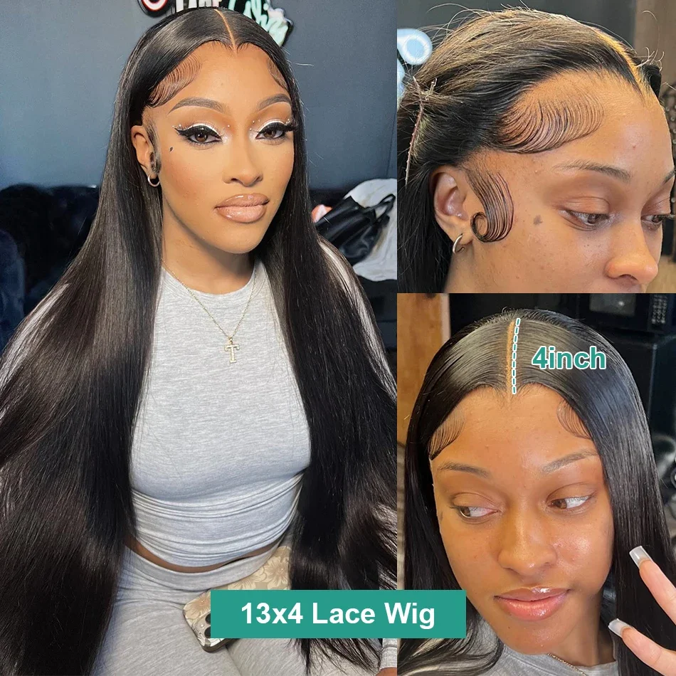 Rosabeauty Natural 13x6 HD Straight Lace Front Wig 30 40 Inch Transparent 13X4 Lace Frontal Human Hair Wig Brazilian For Women image 5