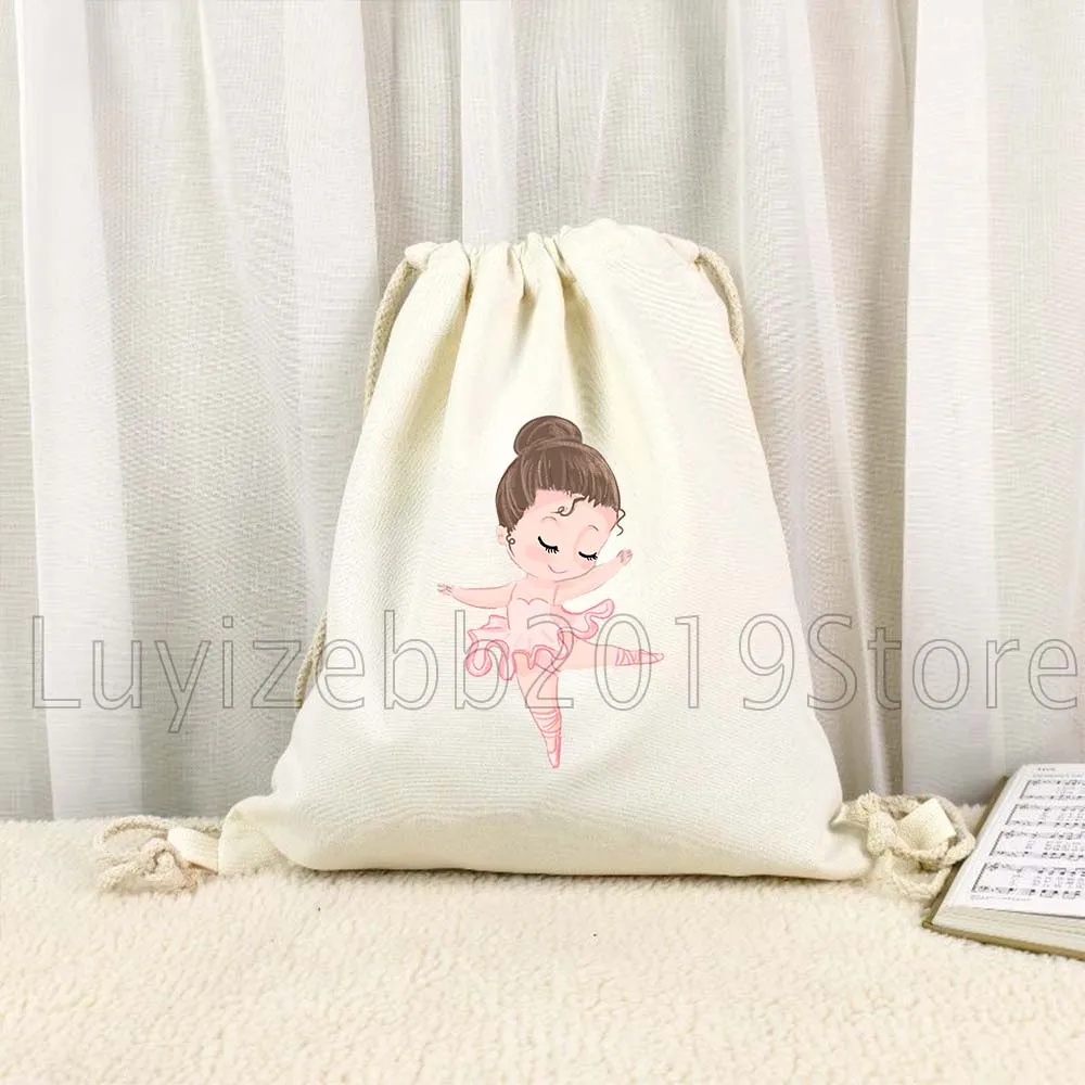 Just A Girl Who Loves Ballet Cute Dancer Elegant Ballerina Gifts Canvas Drawstring Backpack Sports Cotton Sackpack String Bags