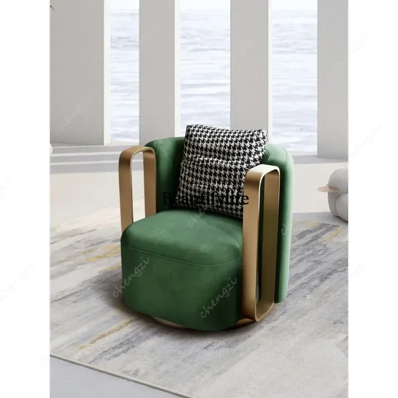 J132 Light luxury single sofa chair hotel negotiation leisure chair matte fleece rotating single chair designer
