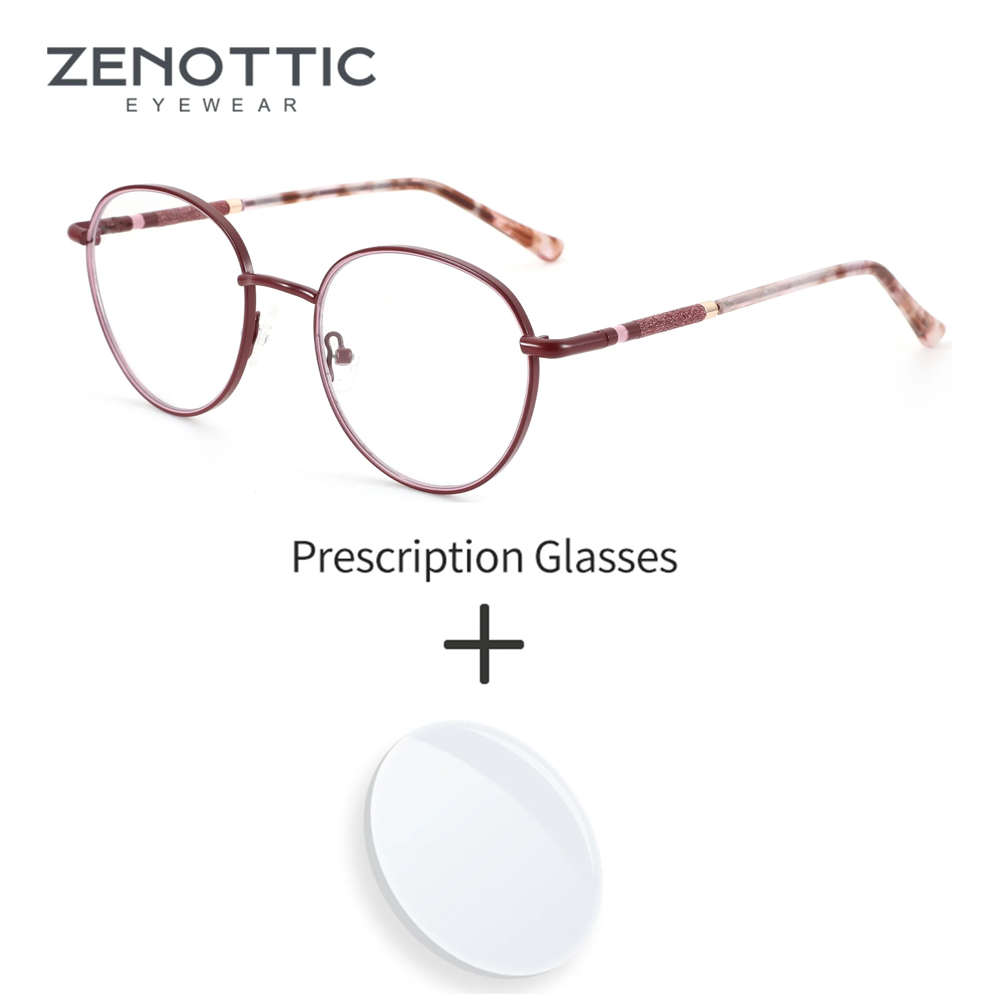 ZENOTTIC L Size Metal Custom Prescription Glasses Round Progressive Multifocal Optical Eyeglasses Myopia Eyewear