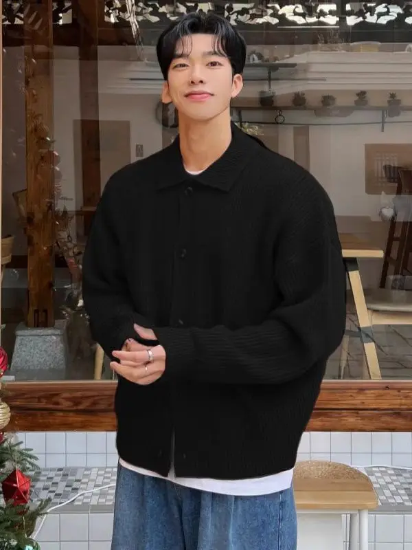 

Retro Japanese Sle Button-Up Knitwear Jaet Men's Slim Fit Cardigan Sweater Large Size 300 Pou Autumn Winter Layering