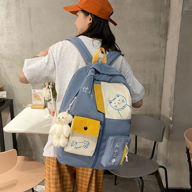 Mochila escolar feminina retalhos feminino capacidade estilo japonês bolsa ombro para meninas adolescentes