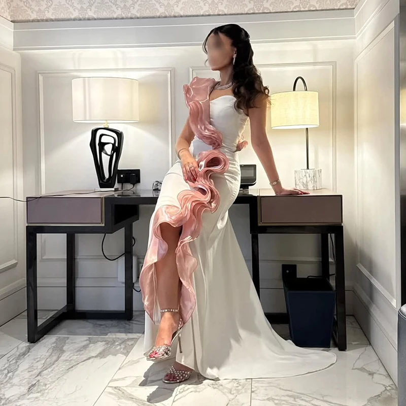 

Thinyfull Saudi Arabia Mermaid Prom Evening Dresses One Shoulder Ruffled Split Party Dress 2026 Cocktail Prom Gowns Customized
